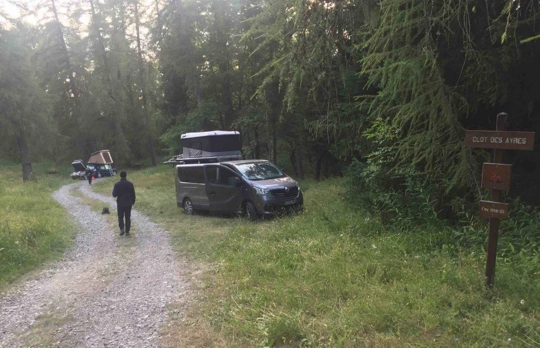 Forest picnic stop, uneven ground